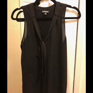 Express Sleeveless Black Top with Neck Tie